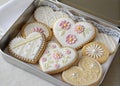 Romantic White Day Cookies with Delicate Patterns Royalty Free Stock Photo