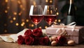 Romantic wine celebration love, gift, elegance, candle, luxury, decoration generated by AI Royalty Free Stock Photo