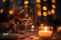 Romantic Wine Glass with Candles - Intimate Evening Setting for Love and Celebration. created with Generative AI