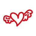 Romantic winged heart symbolising romance and love