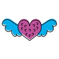 Romantic winged heart symbolising romance and love