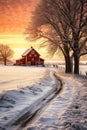 Romantic Winter Wonderland: A Sweltering Sunrise in the Snowy Co