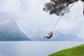 Romantic woman on swing, dream and inspiration Royalty Free Stock Photo