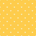 Romantic Yellow Seamless Polka Heart Vector Pattern Background for Valentine Day - February 14, 8 March, Mother`s Day, Marriage