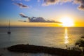 Romantic yellow sunset on a beach of Martinique Royalty Free Stock Photo