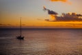 Romantic yellow sunset on a beach of Martinique Royalty Free Stock Photo