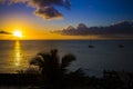 Romantic yellow sunset on a beach of Martinique Royalty Free Stock Photo