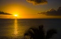 Romantic yellow sunset on a beach of Martinique Royalty Free Stock Photo