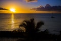 Romantic yellow sunset on a beach of Martinique Royalty Free Stock Photo