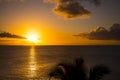 Romantic yellow sunset on a beach of Martinique Royalty Free Stock Photo