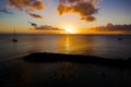 Romantic yellow sunset on a beach of Martinique Royalty Free Stock Photo