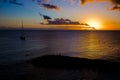 Romantic yellow sunset on a beach of Martinique Royalty Free Stock Photo