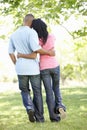 Romantic Young African American Couple Walking In Park Royalty Free Stock Photo