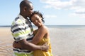 Romantic Young Couple Embracing On Beach Royalty Free Stock Photo