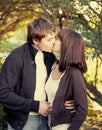 Romantic young couple kissing... Royalty Free Stock Photo