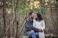 Romantic young couple in the New England woods Royalty Free Stock Photo