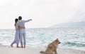 Romantic young couple on the sea shore Royalty Free Stock Photo