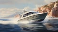 Romanticism Of The Seal: A Detailed Rendering Of A Beneteau 311 Motor Boat Royalty Free Stock Photo