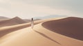 Romanticized Female Figure Walking In Desert - Uhd Image