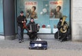 Romany musicians are playing gypsy music in Utrecht, Netherlands