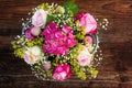 Romatic flower bouquet with pink roses