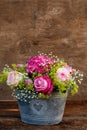 Romatic flower bouquet with pink roses