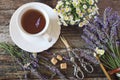 ÃÂromatic lavender tea, fresh lavender and wild chamomile Royalty Free Stock Photo