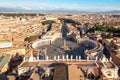 Rome - Aerial view from the top of Saint Peter basilica on the St Peter square in Vatican city, Rome Royalty Free Stock Photo