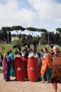 ROME - APRIL 22: Participants of historic-dress procession prep