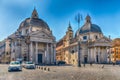 View of the twin churches, Piazza del Popolo, Rome, Italy Royalty Free Stock Photo