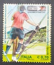 Italian postage stamps for 40th anniversary of the foundation Association of Italian Catholic guides and scouts Royalty Free Stock Photo
