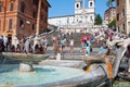 ROME-AUGUST 7: The Spanish Steps, seen from Piazza di Spagna on August 7, 2013 in Rome, Italy. Royalty Free Stock Photo