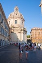 ROME-AUGUST 8: Trajan's column and Santa Maria di Loreto in Rome, Italy. Trajan's Column is a Roman triumphal column in Rome, Ital