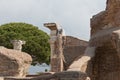 Rome and August Temple detail in The Ancient Roman Port of Ostia Antica, Province of Rome, Lazio, Italy Royalty Free Stock Photo