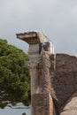 Rome and August Temple detail in The Ancient Roman Port of Ostia Antica, Province of Rome, Lazio, Italy Royalty Free Stock Photo