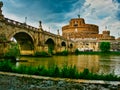 Rome Castel Saint Angel and bridge Tiber river