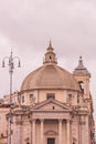 Rome church Santa Maria dei Miracoli - one of the twin churches on Piazza del Popolo, Italy Royalty Free Stock Photo