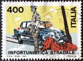 Italian postage stamp from the road safety series