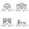 Rome citiy famous buildings: Pantheon, Constantin's Arc, Fountain Royalty Free Stock Photo