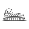 Rome city line style illustration. Colosseum famous landmark in Rome. Architecture city symbol of Italy. Outline