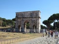 Rome city panorama. View of the Triumphal Arch of Constantine