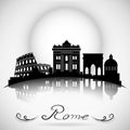 Rome City skyline with reflection. Typographic Design
