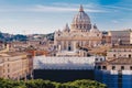 Rome city skyline with St. Peter's Basilica in the Vatican visib Royalty Free Stock Photo