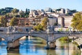 Rome city skyline with Tiber River and bridge Royalty Free Stock Photo