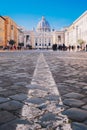 Rome city streets to Vatican City and St. Peters Basilica. Focus