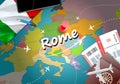 Rome city travel and tourism destination concept. Italy flag and Royalty Free Stock Photo