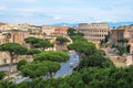 Rome cityscape, Via dei fori imperiali and Colosseum