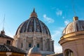 Rome - Close up view on the main dome of Saint Peter basilica in Vatican city, Rome, Europe Royalty Free Stock Photo