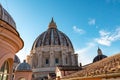 Rome - Close up view on the main dome of Saint Peter basilica in Vatican city, Rome, Europe Royalty Free Stock Photo