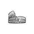 Rome coliseum hand drawn outline doodle icon.